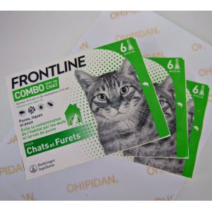 Frontline Combo Chat - Anti Puces, Tiques & Poux Broyeurs - Contre Larves & ?Ufs De Puces - Elimine & Tue - Prot&egrave;ge L'animal & L'habitat1 - Fabriqu&eacute; En France - 3* 6 Pipettes - Neuf