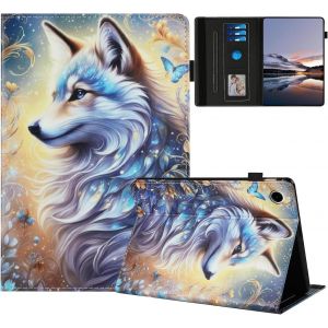 Coque Pour Samsung Galaxy Tab A8 10.5"" 2021 Etui Tablette Housse Sm-X200 X205 Pu Cuir Flip Support Protection Motif Peint &Eacute;tuis Pour Samsung Galaxy Tab A8 Coque,Le Loup Blanc[Coq9123400] - Neuf