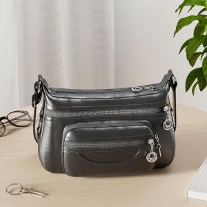 TZF-Sac Bandouli&egrave;re Femme, Cusual Multi-Poches Sac &agrave; Main en Cuir PU Sac &agrave; Bandouli&egrave;re (Noir) - Neuf