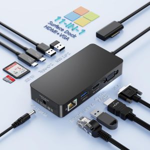 New Microsoft Surface Dock 11En1 Surface Docking Station Avec Double 4K Hdmi+Vga Station Avec 72W Adaptateur Pour Surface Pro 11/10/9/8/X/7/6/5/4/3,Surface Laptop 7/6/5/4/3/2/1,Laptop Go 3/2/1 Et Boo - Neuf