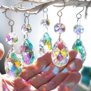 Mevronisshop-Lot De 20 Pendentifs En Cristal De Lustre Attrape-Soleil, 38 Mm En Forme De Goutte D'eau Color&eacute;s, Cristaux &Agrave; Suspendre Pour Lustres - Neuf
