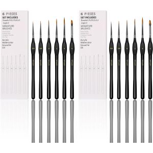 Lot De 6 Micro-Pinceaux Avec Poign&iquest;&iquest;Es Triangulaires - Pour Acrylique, Huiles, Aquarelles Et Peinture Par Num&iquest;&iquest;Ro, Citadelle, Figurine, 40 K, Peinture Mandala (Noir) - Neuf