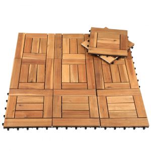 88x Dalles de terrasse bois d&iquest;acacia certifi&eacute; dalle 30x37cm syst&egrave;me de clips dalle d&eacute;coupe balcon jardin ext&eacute;rieur - Neuf