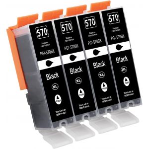 ASFASFq-Tinnee PGI-570XL PGI 570 Cartouches d'encre Compatible pour Canon 570 XL Canon 570 pour Canon PIXMA MG5750 TS5050 MG5753 MG6850 MG6852 TS5055 TS6050 TS6051, 4 PGBK Noir - Neuf