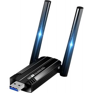 SUBZONAL-AC1300 Mbps Cl&eacute; WiFi Puissante, Cle WiFi USB 3.0 Double Bande, 2.4G (400Mbps)/5GHz(867Mbps) Adaptateur USB WiFi PC/Laptop/Desktop/Tablet, Compatible avec Windows 11/10/8/7/Vista/XP, Mac OSX - Neuf