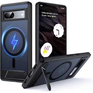 LORANKA-Coque pour Google Pixel 7a avec MagSafe [B&eacute;quille R&eacute;glable][Charge en Position Debout][Militaire Antichoc] Pare-Chocs en Silicone Souple Mat Translucide pour Pixel 7a Mince, Noir - Neuf