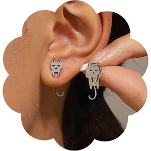 Kal-Boucles D'oreilles Chat Vintage Petites Boucles D'oreilles Chat Mignon Boucles D'oreilles Chat Or Boucles D'oreilles Chat Devant Derrière Boucles D'oreilles Chat Devant Derrière Bijoux - Neuf