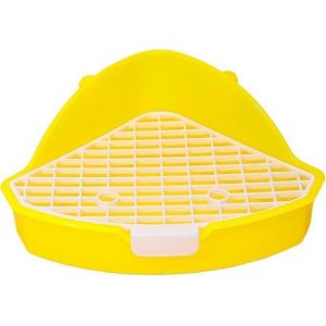Lapin Toilettes Animaux De Compagnie Bac À Litière Pour Lapin Avec Grille Pot Triangle Entraîneur De Pot En Cage (Jaune) - Neuf