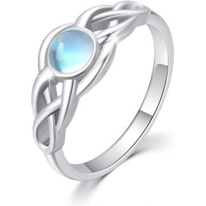 Yemaesre-Bague Pour Femme En Argent Sterling 925 Avec N?ud C Ique Non Réglable Avec Pierre De Lune Arc-En-Ciel Bijoux C Iques Irlandais Cadeau Pour Femmes Et Filles - Neuf
