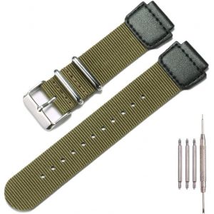 Bracelet De Montre De Rechange En Nylon Militaire Compatible Avec Casio Ae1200wh Ae-1500 W-218h Sgw-300 500 Pour Homme Avec Anneau En Acier Inoxydable.[U2997] - Neuf