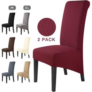 Eryi-Housse De Chaise 2 Pièces Salle À Manger Jacquard Extensible Xl Amovible Lavable Couverture De Chaise Universelle Protection De Chaise Pour Mariage,Cuisine, Banquet-Grande (Vin Rouge, 2pièces)-X - Neuf