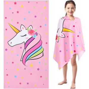 Licorne Serviette De Plage - 76 X 150 Cm Rose Polyester Camping Les Serviettes De Bain Pour Les Filles Unicorn Serviette De Plage Douce Couverture Pour La Plage De La Piscine De Voyage De Natation De Bain Serviette De Douche - Neuf