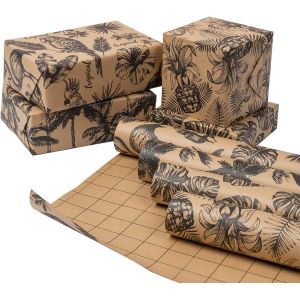 Rouleaux De Papier D'emballage Kraft - 43,2 cm x 3,05 m Par Rouleau, total De 4 Rouleaux, Design Noir - Neuf
