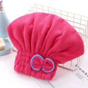 Bonnet En Microcarence À Vaccage Rapide Des Cheveux Pour Femme,Serviette Ronde Avec Nministériels D Papillon,Accessoires De Bain,Bonnet De Douche.22X25Cm.Rose Red - Neuf