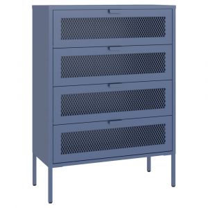 Meuble &agrave; chaussures 4 portes en m&eacute;tal bleu gris EMMA - Neuf