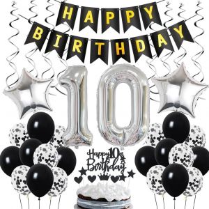 AYUHR-Décoration 42e anniversaire, déco anniversaire 42 ans hommes, déco 42e anniversaire homme, déco 42 ballon noir et argent, déco ballon fête 42e anniversaire, déco 42e anniversaire homme femme - Neuf
