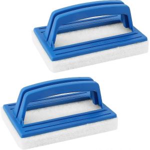 Brosse murale de piscine,brosse à récurer de piscine éponge Brosse de nettoyage de spa douce Nettoyeur d'éponge de piscine avec poignée pour piscine étang Spa (blanc)2 pièces - Neuf