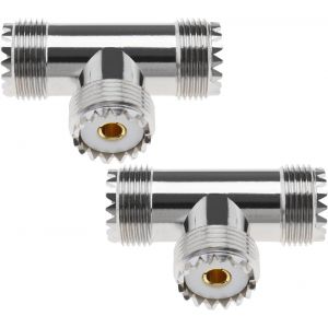 LETNERNY-2Pcs Uhf Femelle &Agrave; Double Uhf Femelle Triple Connecteur En T Pl259 Adaptateur 3 Voies Accessoires Remplacement Pour Antennes Fpv Cb Radio Scanner - Neuf