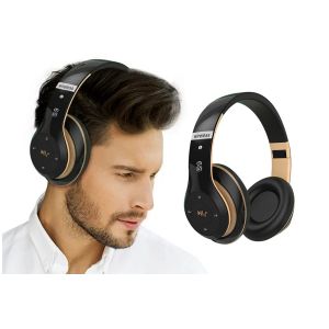 Casque audio Bluetooth supra-auriculaire sans fil HiFi st&eacute;r&eacute;o avec microphone et c&acirc;ble audio 3,5 mm - Neuf
