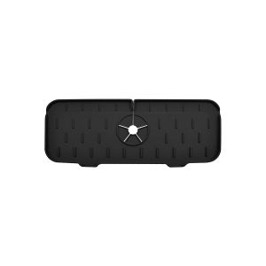 Tapis r&eacute;cup&eacute;rateur de gouttes en silicone avec syst&egrave;me d'&eacute;vacuation pour robinet de cuisine et de salle de bain - 37 x 14 cm - Neuf