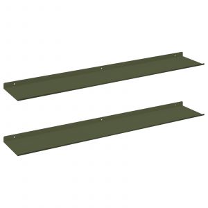 vidaXL &Eacute;tag&egrave;re Murale avec &eacute;tag&egrave;re 2 pcs Vert olive 100 x 18 x 2,5 cm - Neuf