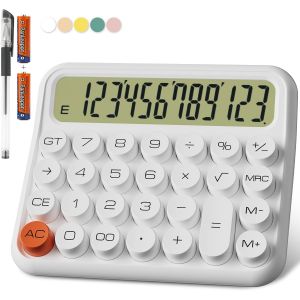 Calculatrice m&eacute;canique 12 Chiffres, &eacute;cran LCD Extra Large de 5 Pouces, Calculatrice de Bureau &agrave; Piles, Gros Boutons faciles &agrave; Presser, &eacute;cran inclinable &agrave; 15&deg; pour Les Enfants. - Neuf