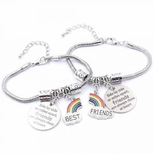 Bons Amis Arc En Ciel Pendentif Serpent Bracelet Titane Acier Amour Couple Bracelet - Neuf