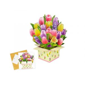 Carte pop-up 3D avec bouquet de fleurs pour la f&ecirc;te des m&egrave;res, les anniversaires, la Saint-Valentin et plus encore - Neuf