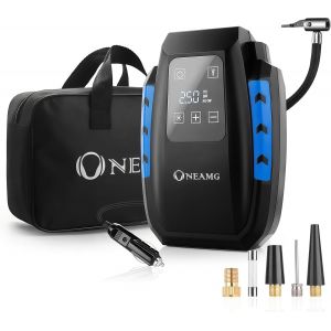 MEVRONISSHOP-Compresseur &agrave; Air Portatif 12V, Gonfleur Pneus Voiture 150W, Electrique Compresseur Air avec Affichage Digital et Lumi&egrave;re LED, 3M C&acirc;ble pour Voiture V&eacute;lo (Bleu) - Neuf