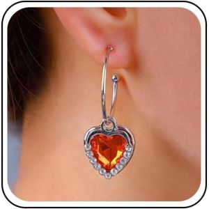 Kal-Boucles D'oreilles Boho Ruby Heart Boucles D'oreilles Argent Ruby Crystal Heart Drop Earrings Boucles D'oreilles Pendantes En Rubis Rouge Boucles D'oreilles Vintage Ruby Love Heart Hoop - Neuf
