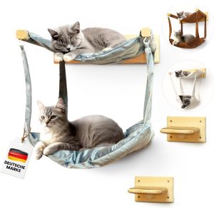 Myhana Ensemble Mur D'escalade Pour Chat En Pin | Hamac Mural Pour Chat | 3 Variantes De Couleurs | 2 Escaliers Muraux Pour Chat | Meubles Pour Chat | Lit Mural Pour Chat | Arbre À Chat | Arbre À Chat - Neuf