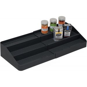 TIANYI-u2013 &Eacute;tag&egrave;re &agrave; &eacute;pices extensible &agrave; trois niveaux u2013 Organisateur de placard de cuisine u2013 Noir - Neuf