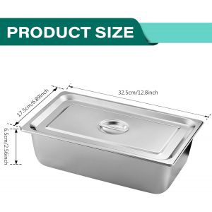 SUBZONAL-3 Pi&egrave;ces Bac Gastronorme, Bac Inox Alimentaire avec Couvercle, Plat Inox Barbecue, Plat Rectangulaire pour Mariner Viande, Escalopes, Empilable Set &agrave; Panure, R&eacute;cipient pour Cuisine (32.5x17. - Neuf