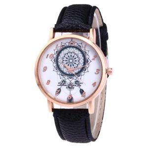 Zhoulianfa Leisure Couple Watch Souple Pu Cuir Litchi Imprim&eacute; Bracelet Montre-Bracelet Noir - Neuf