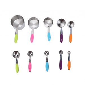 Hjlian Lot De 10 Cuilleres En Acier Inoxydable Avec Manche En Silicone Et Boucle Amovible - Neuf