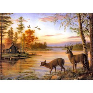 Ayuhr-Diy 5d Diamond Painting Le Coucher Du Soleil Complet Accessoires, Cerf Animal Broderie Peinture Diamant Painting Kit Complet Point De Croix Cristal Strass Décoration De La Maison 30x40 Cm - Neuf