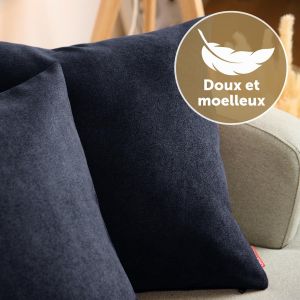 CAUC-Housse de Coussin 50x50 cm canape - Lot de 2 - Housse Coussin 50x50 cm en Chenille Douce avec Fermeture &eacute;claire cach&eacute;e - Protection d&eacute;corative certifi&eacute;e Oeko-Tex - Lavage Facile - Bleu fonc&eacute; - Neuf