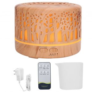 Humidificateur d'air a grains de bois creux 700 ml, diffuseur d'aromes, humidificateur a lumiere 7 couleurs (110-240 V), prise UE - Neuf