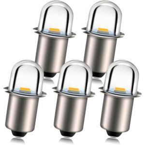 Upgrade Ampoules De Lampe De Poche Led P13.5s Prise De Base Ampoules Led Blanc Chaud 18v Remplacement Pour Lampes De Torche De Lampe De Poche De Phare,Non Polarité (Lot De 5) - Neuf