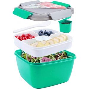 To Go Récipient À Salade Avec Bol À Salade De 2l, Grande Boîte À Déjeuner Bento Avec Couvercle, Sans Bpa, Passe Au Micro-Ondes Et Au Lave-Vaisselle - Neuf