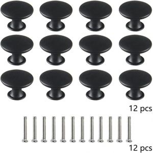 12 Pi&egrave;ces Boutons de Porte Poign&eacute;es de Meuble Boutons de Tiroir Boutons de Meuble Poign&eacute;es Vintage Boutons de Placards Poignee de Meuble Cuisine avec Vis pour Placard, Noir - Neuf