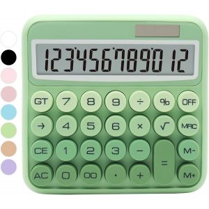 Letnerny-Calculatrice Standard Vert D&eacute;grad&eacute; &iquest; 12 Chiffres Avec Grand &Eacute;cran Lcd Et Gros Boutons, Accessoires De Bureau Verts Pour Bureau Des Femmes, Mignon Pour Bureau, &Eacute;cole, Maison, Entrepr - Neuf