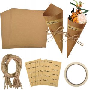 50 Pièces Cônes De Confettis De Mariage, Cône En Papier Kraft, Avec Autocollants Et Ficelle De Jute, Cônes Pour Confettis De Fleurs Séchées, Pétales De Fleurs, Chocolats, Bonbons, Cotillons - Neuf