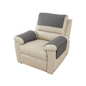 Housse De Fauteuil Inclinable 3 Pi&egrave;ces Avec Coussins D'appui-T&ecirc;te Et D'accoudoirs, Gris, Avec Pochette De Rangement - Neuf