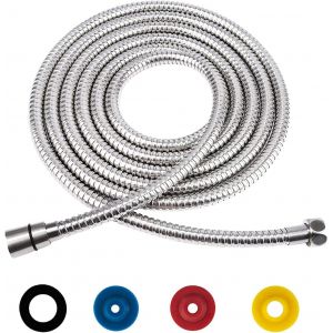 Flexible de Douche UniverselTuyau de Douche en Acier InoxydableRaccord Fileté Universel Flexible Douchette avec 4 Limiteur De Débit d'Eau(G1/2"5M Argent) - Neuf