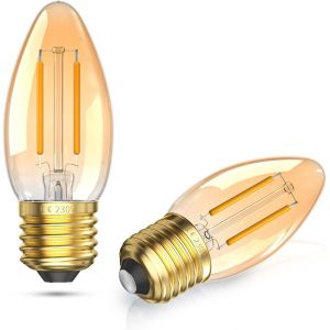 Senior-Ampoule Led 2.5w E27 Retro Vintage, Veilleuse Led Filament E27 Ambre Blanc Chaud 2700k Non-Dimmable C35 Bougie Forme &Eacute;conomie D'&eacute;nergie, Pour Veilleuse Chandelier, Lot De 2[L1091] - Neuf