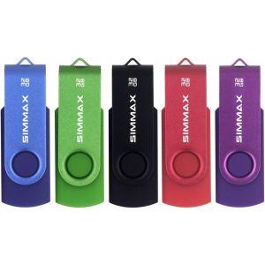 Clé USB 32 Go Lot de 5 USB 2.0 Flash Drive Pivotant Stockage Disque Mémoire Stick (32Go Bleu Vert Noir Rouge Violet) - Neuf