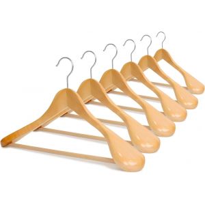 Letnerny-Cintres En Bois Pour Costumes, Cintres À Épaules Larges Avec Barre De Suspension Antidérapante, Cintres Lisses En Bois Massif, Cintres Robustes, 6 Paquets (Naturel) - Neuf