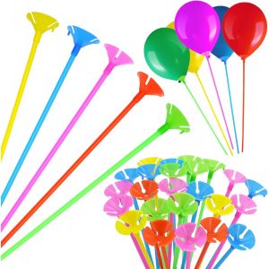 LETNERNY-100 Pièce Tige Pour Ballon Porte Ballon Ballons Réutilisables En Plastique Pour Décoration D'Anniversaire, Mariage, Anniversaire, Articles De Fête (Couleur) - Neuf