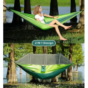 Hamac Avec Moustiquaire, Hamac De Camping Double Vert, Moustiquaire, Moustiquaire, Imperméable, Portable Et Léger Pour La Randonnée, Les Voyages, L'extérieur - Neuf